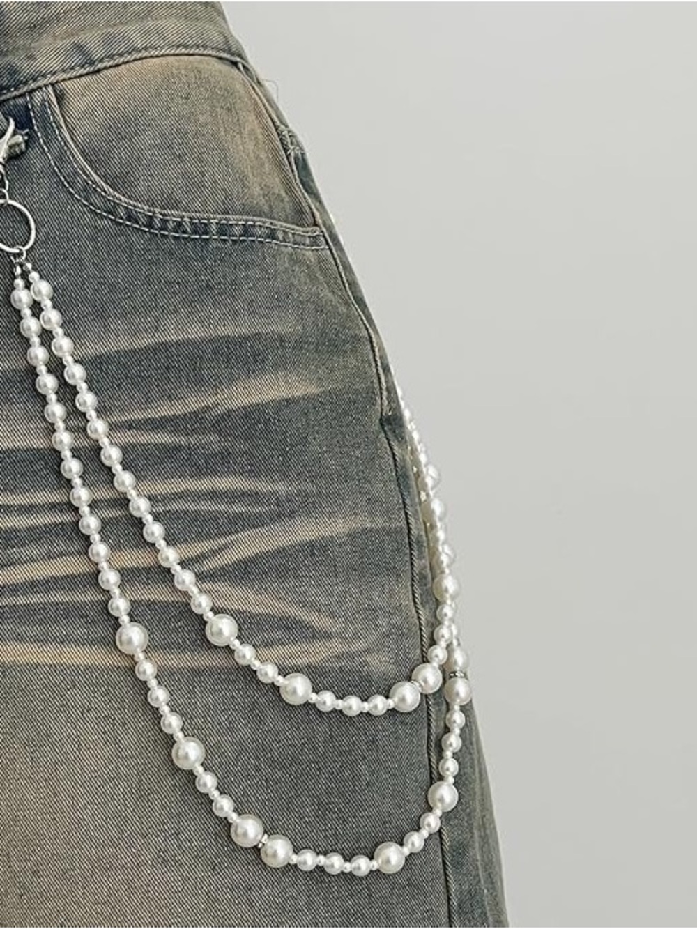 Pearl Double-Strand Waist Chain Belt - White